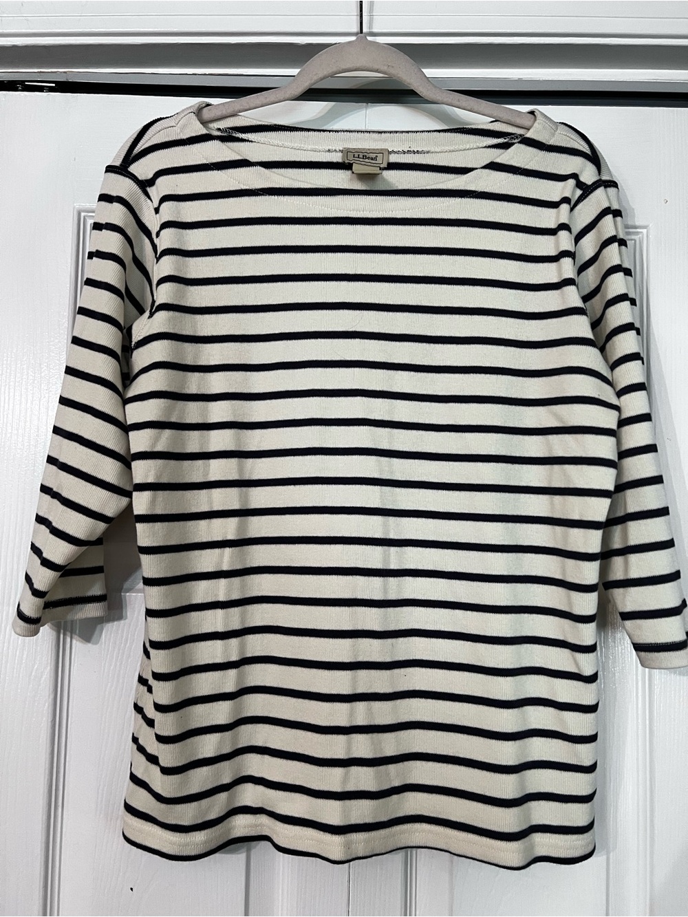 L.L. Bean Heritage Mariner Top Cream and Navy Stripe